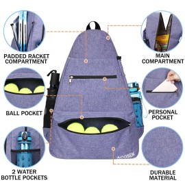 ACOSEN Tennis Bag Tennis Backpack - Large Tennis Bags for Women and Men to Hold Tennis Racket,Pickleball Paddles, Badminton Racquet, Squash Racquet,Balls and Other Accessories (Purple)