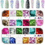 Butterfly Nail Art 24 Colors 3D Butterfly Decals Stickers Sequins for Nails, Holographic Nail Sparkle Glitter for Nail Art Decoration (2 Boxes)