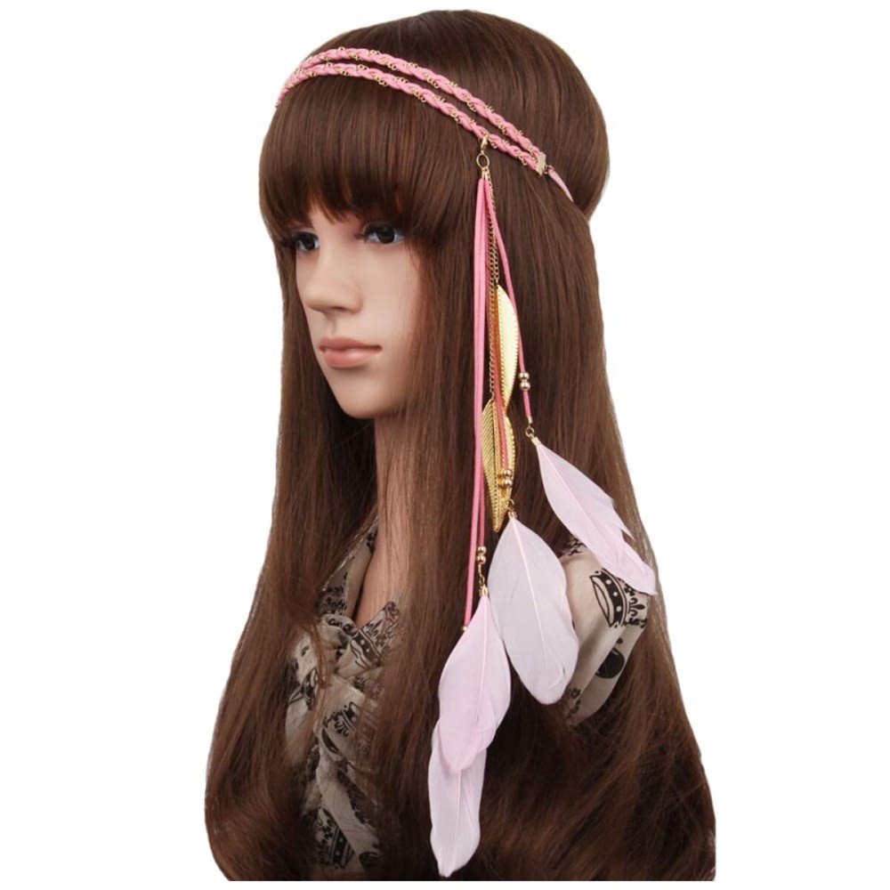 Boho Feather Headband Hippie Indian Leaf Hair Bands Tassel Bohemian Hair Hoops Hairband Headpiece Women Halloween Christmas Baby Shower Wedding Birthday Cosplay Dress Up Party Accessories Pink Boho Feather Headband Hippie Indian Leaf Hair Bands Tassel Bohemian Hair Hoops Hairband Headpiece Women Halloween Christmas Baby Shower Wedding Birthday Cosplay Dress Up Party Accessories Pink