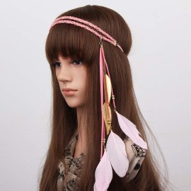Boho Feather Headband Hippie Indian Leaf Hair Bands Tassel Bohemian Hair Hoops Hairband Headpiece Women Halloween Christmas Baby Shower Wedding Birthday Cosplay Dress Up Party Accessories Pink Boho Feather Headband Hippie Indian Leaf Hair Bands Tassel Bohemian Hair Hoops Hairband Headpiece Women Halloween Christmas Baby Shower Wedding Birthday Cosplay Dress Up Party Accessories Pink