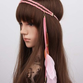 Boho Feather Headband Hippie Indian Leaf Hair Bands Tassel Bohemian Hair Hoops Hairband Headpiece Women Halloween Christmas Baby Shower Wedding Birthday Cosplay Dress Up Party Accessories Pink Boho Feather Headband Hippie Indian Leaf Hair Bands Tassel Bohemian Hair Hoops Hairband Headpiece Women Halloween Christmas Baby Shower Wedding Birthday Cosplay Dress Up Party Accessories Pink