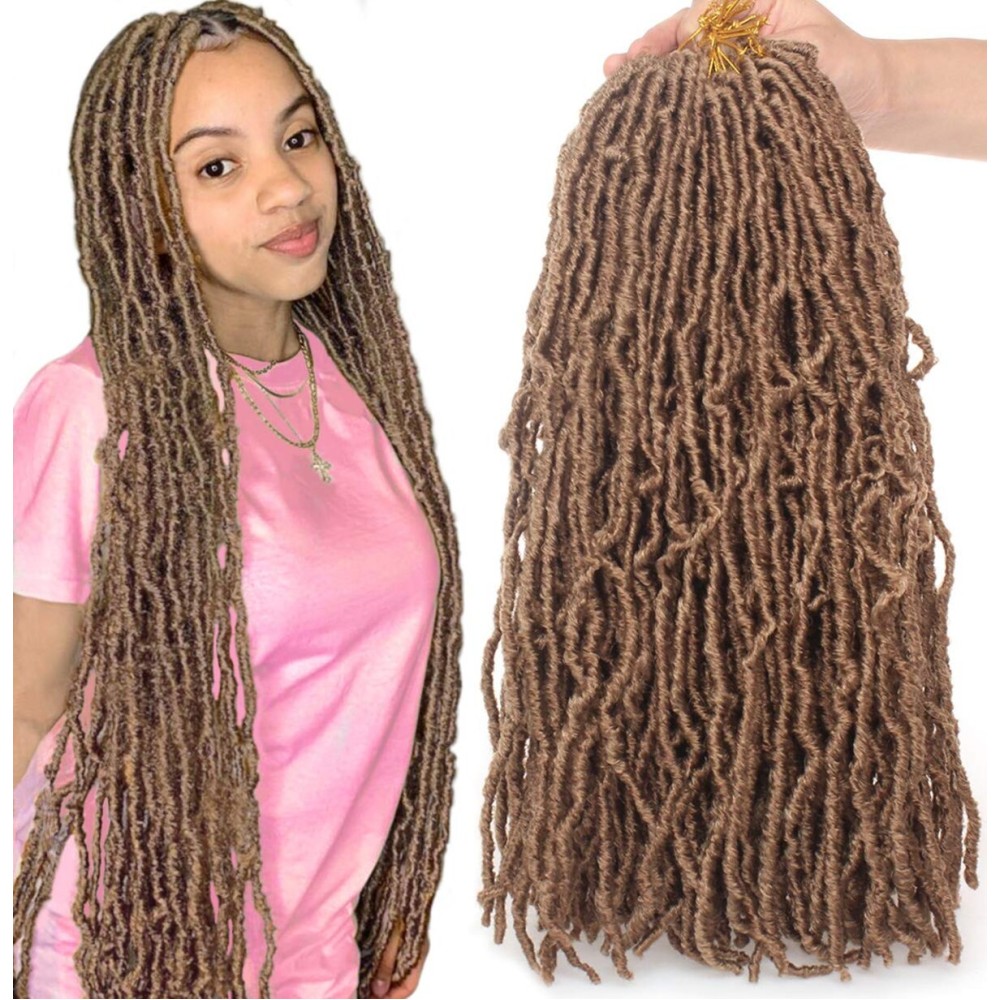 Leeven 18 Inch 2 Packs Synthetic New Faux Locs Crochet Braids Hair Extend 27 Soft Locs Braiding Hair for Women 18 Roots/Pack Blonde Curly Wavy Goddess Faux Locs Crochet Hair Extensions Leeven 18 Inch 2 Packs Synthetic New Faux Locs Crochet Braids Hair Extend 27 Soft Locs Braiding Hair for Women 18 Roots/Pack Blonde Curly Wavy Goddess Faux Locs Crochet Hair Extensions