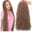 Leeven 18 Inch 2 Packs Synthetic New Faux Locs Crochet Braids Hair Extend 27 Soft Locs Braiding Hair for Women 18 Roots/Pack Blonde Curly Wavy Goddess Faux Locs Crochet Hair Extensions