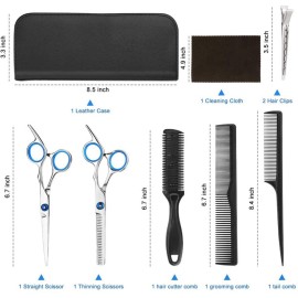 Hair Cutting Scissor Kit Thinning Scissors Kit (10 items) Barber Scissor Barber Shears made of Superior Stainless Steel for Salon, Home, Women, Kids (Size: 6.7) Hair Cutting Scissor Kit Thinning Scissors Kit (10 items) Barber Scissor Barber Shears made of Superior Stainless Steel for Salon, Home, Women, Kids (Size: 6.7)