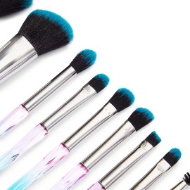 Glamlily 10 Piece Makeup Brush Set with Case, Acrylic Purple and Blue Makeup Brushes