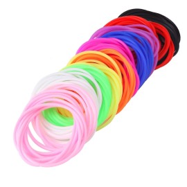 Senkary 120 Pieces Colorful Silicone Jelly Bracelets Stretchy 80s Gel Gummy Bracelets Hair Ties for Party Favors, Adults, Women, Kids, Girls (10 Colors)