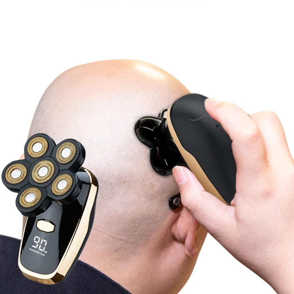 Electric 6D Head Shavers for Bald Men,Electric Razor for Men Head,5-in-1 Grooming Kit Wet Dry Men\'s Head Shavers,Nose Hair Trimmer,Clippers,Cordless Waterproof USB Charging Rechargeable (LK6302)