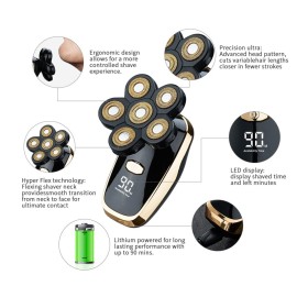 Electric 6D Head Shavers for Bald Men,Electric Razor for Men Head,5-in-1 Grooming Kit Wet Dry Men\'s Head Shavers,Nose Hair Trimmer,Clippers,Cordless Waterproof USB Charging Rechargeable (LK6302)