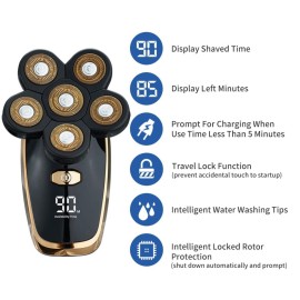 Electric 6D Head Shavers for Bald Men,Electric Razor for Men Head,5-in-1 Grooming Kit Wet Dry Men\'s Head Shavers,Nose Hair Trimmer,Clippers,Cordless Waterproof USB Charging Rechargeable (LK6302)