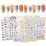 MEILINDS 8pc Nail Art Flower Bear Letter Design Decals Sticker DIY Nail Art Manicure Transfer Tips