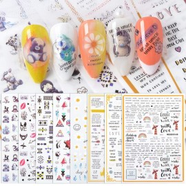 MEILINDS 8pc Nail Art Flower Bear Letter Design Decals Sticker DIY Nail Art Manicure Transfer Tips MEILINDS 8pc Nail Art Flower Bear Letter Design Decals Sticker DIY Nail Art Manicure Transfer Tips