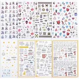 MEILINDS 8pc Nail Art Flower Bear Letter Design Decals Sticker DIY Nail Art Manicure Transfer Tips MEILINDS 8pc Nail Art Flower Bear Letter Design Decals Sticker DIY Nail Art Manicure Transfer Tips