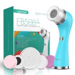 VOYOR Facial Cleansing Brush Rechargeable, Spin Face Brush Waterproof 5-in-1 Body Brush Set for Deep Skin Cleansing, Gentle Exfoliating and Massaging FB500 (Blue)