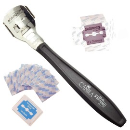 Camila Solingen CS22 5 1/2 Corn Plane Foot Callus Remover, Hard Skin Heel Shaver Pedicure Cutter Kit for Feet and 10 Spare Blades, Pedicure Tools for Healthy Foot Care Made in Solingen Germany