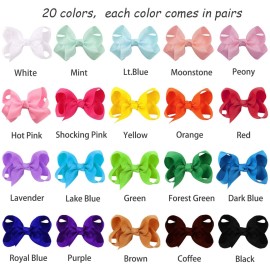 OAOLEER Hair Bow Clip, 20 Colors 3 Inch Grosgrain Ribbon Bows Hair Alligator Clips Hair Barrettes Hair Accessories for Girls Toddler Infants Kids Teens Children