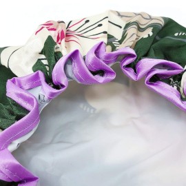 allydrew Wild Side Reusable Women\'s Waterproof Shower Caps for Long Hair, Lilies Green