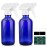 Tecohouse Glass Spray Bottle 8 oz, Blue Small Empty Refillable Sprayer Container with Labels, Funnel, Lids, Graduated Pipettes - Handheld Size