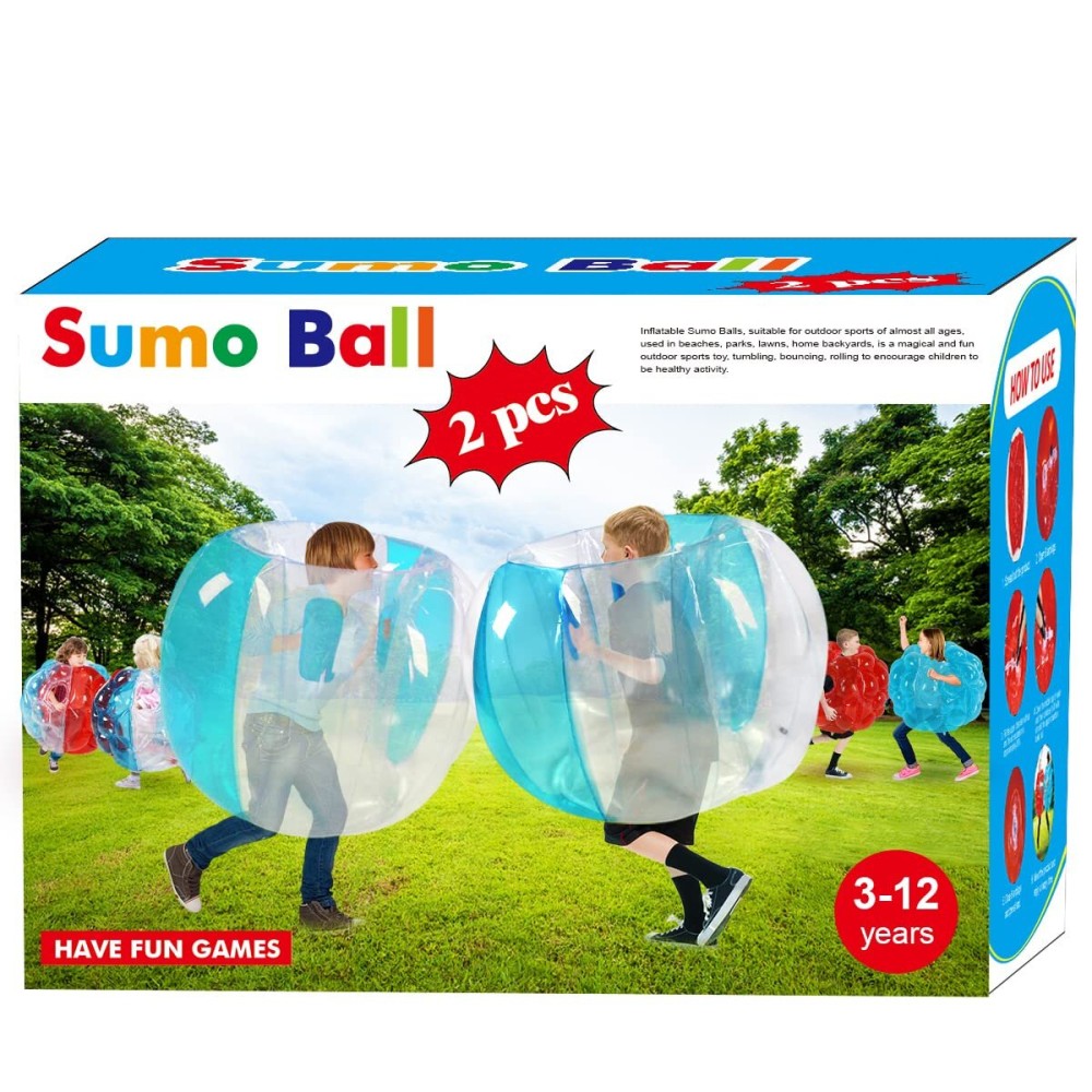 SUNSHINE-MALL 2 PC Kids Sumo Balls, Bumper Bounce Toys, Sumo Balls for Kids, Lawn Game Ball for Kid Outdoor Team Gaming Play.(36 inch, Blue+Blue)
