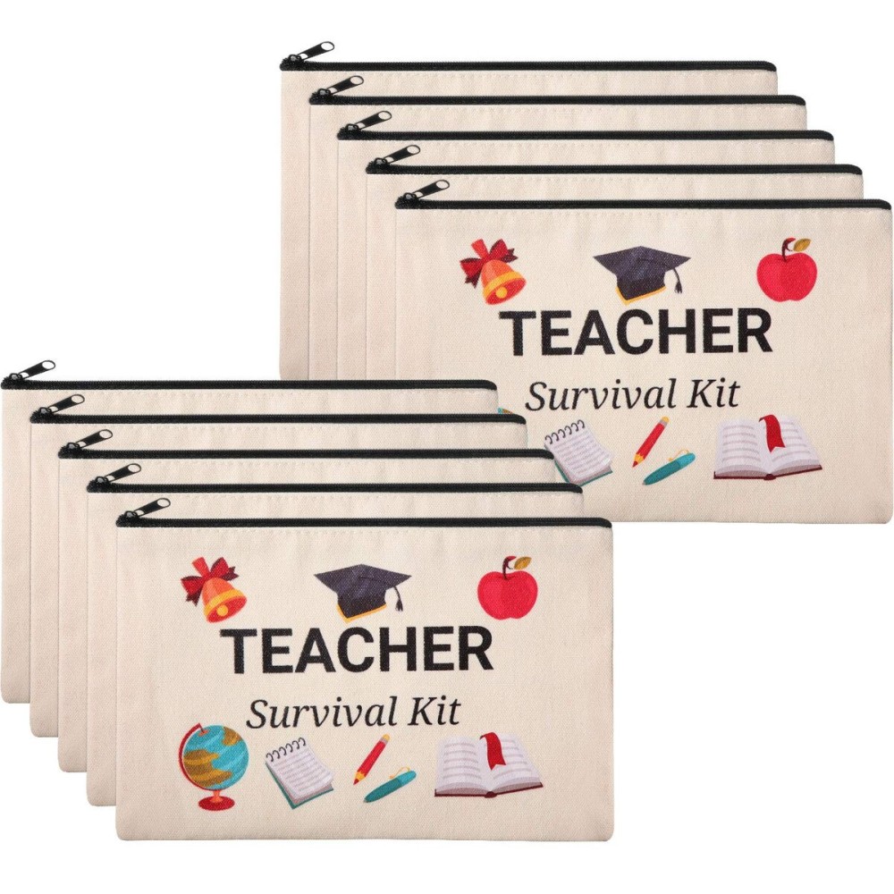 Frienda 10 Pieces Cosmetic Bags Travel Toiletry Case with Zipper for Teacher Appreciation Gifts(9.06 x 5.91 Inches)