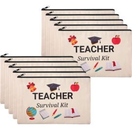 Frienda 10 Pieces Cosmetic Bags Travel Toiletry Case with Zipper for Teacher Appreciation Gifts(9.06 x 5.91 Inches)