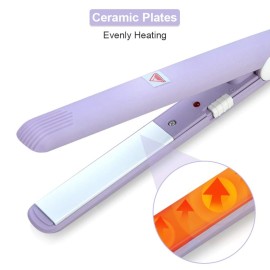 2 in 1 Ceramic Flat Iron - Mini 2.8 Curler and Straightener for Short Hair, Portable with Ceramic Plates for Travel