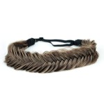 BOBIYA Wide Fishtail Headband for Women Synthetic Hair Ash Brown Plaited Braids Elastic Stretch Fishtail Headband (Ash Brown)