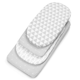 Bassinet Bed Sheets - Premium Bassinet Fitted Sheet for Halo, Mika Micky, Maxi Cosi & Others - 4 Pack 100% Jersey Knit - Bassinet Bedding for Standard Size Oval or Halo Bassinet Pads for Boys & Girls