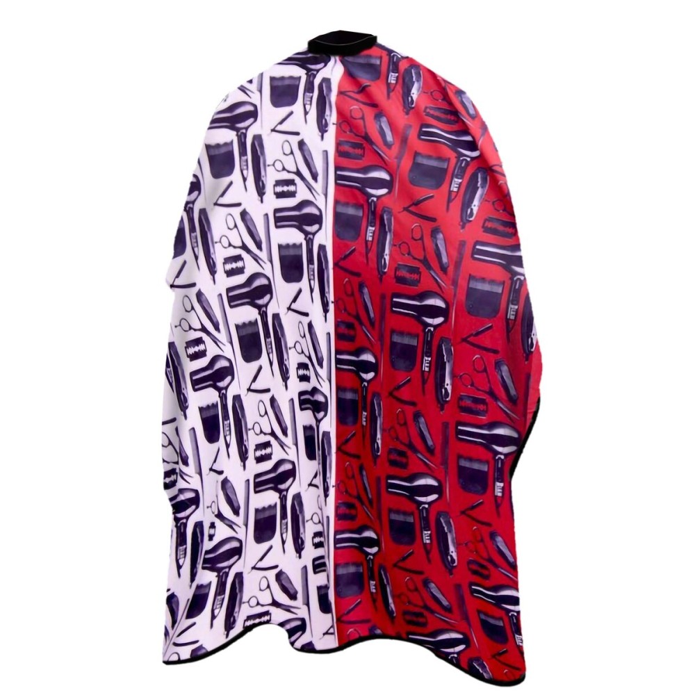 Professional Barber Capes Hair Cutting Capes King Midas Capes (Cranberry, White,)