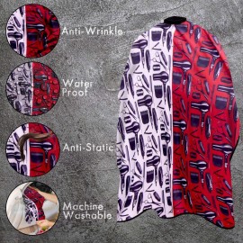 Professional Barber Capes Hair Cutting Capes King Midas Capes (Cranberry, White,)