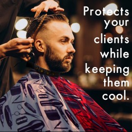 Professional Barber Capes Hair Cutting Capes King Midas Capes (Cranberry, White,)