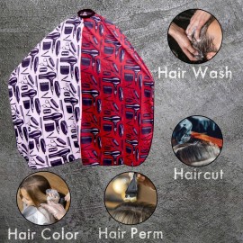 Professional Barber Capes Hair Cutting Capes King Midas Capes (Cranberry, White,)