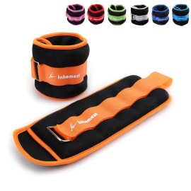 Inhomest Ankle Weights, 6 LB Pair (3 LB Each Weight) Wrist Arm Leg Weights for Women Men Kids for Strength Training, Jogging, Gym Workout, Aerobics, Physical Therapy, Orange
