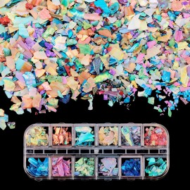 Blulu 36 Boxes Irregular Seashell Slices Seashell Nail Glitter Sequins 3D Laser Nail Flakes Nail Art Decoration for 3D Nail Art Design DIY Decorations, Multicolors Blulu 36 Boxes Irregular Seashell Slices Seashell Nail Glitter Sequins 3D Laser Nail Flakes Nail Art Decoration for 3D Nail Art Design DIY Decorations, Multicolors