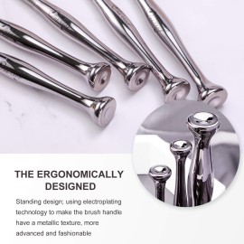 Oneleaf Standing Makeup Brushes Premium Synthetic Foundation Powder Concealers Eye Shadows Makeup 11 Pcs Brush Set for Christmas,Silver Oneleaf Standing Makeup Brushes Premium Synthetic Foundation Powder Concealers Eye Shadows Makeup 11 Pcs Brush Set for Christmas,Silver