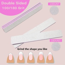 Nail File, 100/180 Grit Double Sides Washable Nail Files, Professional Reusable Manicure Tools for Poly Nail Extension Gel and Acrylic Nails Nail File, 100/180 Grit Double Sides Washable Nail Files, Professional Reusable Manicure Tools for Poly Nail Extension Gel and Acrylic Nails