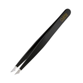 Rubis Evolution Stainless Steel Tweezers, Combined Pointed/Slanted Tips for Precise Eyebrows and Hair Removal, 1K904, Black,Rubis Switzerland Swiss Made World Renowned Precision