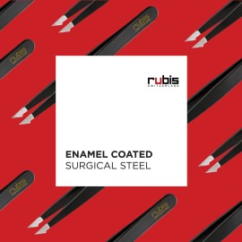 Rubis Evolution Stainless Steel Tweezers, Combined Pointed/Slanted Tips for Precise Eyebrows and Hair Removal, 1K904, Black,Rubis Switzerland Swiss Made World Renowned Precision