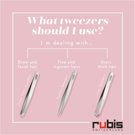 Rubis Evolution Stainless Steel Tweezers, Combined Pointed/Slanted Tips for Precise Eyebrows and Hair Removal, 1K904, Black,Rubis Switzerland Swiss Made World Renowned Precision