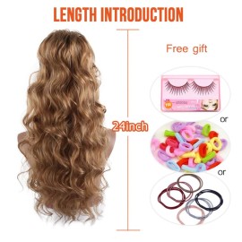 CINHOO 24Inch Long Ponytail Extension Body Wavy Blonde Drawstring Ponytail for Black Women Clip in Ponytail Extension Synthetic Curly Wavy Pony Tail Hair Piece for Women Gold mixed Brown Ponytail CINHOO 24Inch Long Ponytail Extension Body Wavy Blonde Drawstring Ponytail for Black Women Clip in Ponytail Extension Synthetic Curly Wavy Pony Tail Hair Piece for Women Gold mixed Brown Ponytail