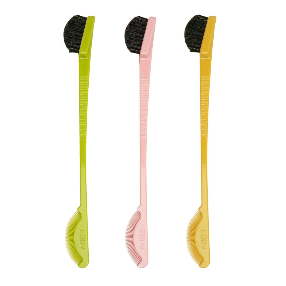 EBIN NEW YORK 24 Hour Edge Tamer Brush 2-in-1 Brush & Comb 3pack - Swine Bristle, Dual-ended, No Flaking, Styling Tool | Regular, Hard, Extreme