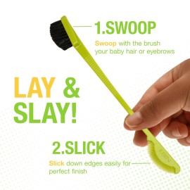 EBIN NEW YORK 24 Hour Edge Tamer Brush 2-in-1 Brush & Comb 3pack - Swine Bristle, Dual-ended, No Flaking, Styling Tool | Regular, Hard, Extreme