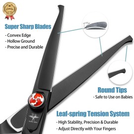 PURPLEBIRD 6 Inch Hair Cutting Shears Kids Safety Rounded Tips Hair Scissors Professional Hairdressing Haircut Salon, Barbers, Children, Baby and Personal Home Usage, Japanese Stainless Steel Black PURPLEBIRD 6 Inch Hair Cutting Shears Kids Safety Rounded Tips Hair Scissors Professional Hairdressing Haircut Salon, Barbers, Children, Baby and Personal Home Usage, Japanese Stainless Steel Black