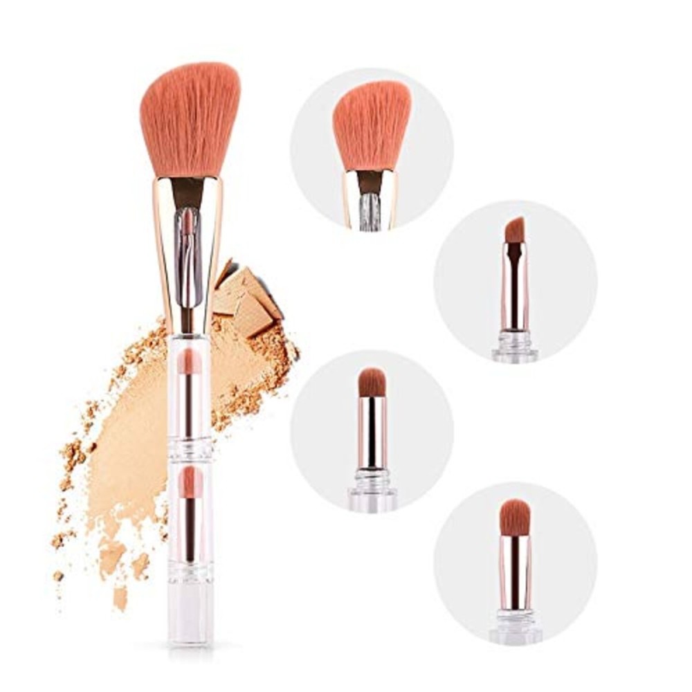 Liasun 4 In 1 Exquisite Multi-function Makeup Brushes Funny Combination Design - Blush Brush, Eyeshadow Brush, Angled Brow Brush,Blending Brush For Women and Girls (TR-1)
