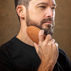 ZilberHaar - Men\'s Slanted Bristle Hair and Beard Brush - Natural Boar and Pearwood Military Style