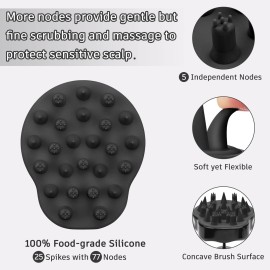FREATECH Updated Hair Scalp Massager Shampoo Brush with 2 Types of Silicone Bristles, Finely Clean and Scrub Gently, Care for Sensitive & Delicate Scalp, Exfoliate and Stimulate Hair Growth, Black