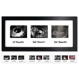 IHEIPYE Triple Sonogram Pregnancy Frame - Baby Ultrasound Picture Frame with Story for Expecting Parents, Baby Shower Frame, Baby Grow Through All Three Trimesters Frame, Nursery Decor, Black