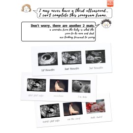 IHEIPYE Triple Sonogram Pregnancy Frame - Baby Ultrasound Picture Frame with Story for Expecting Parents, Baby Shower Frame, Baby Grow Through All Three Trimesters Frame, Nursery Decor, Black