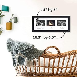IHEIPYE Triple Sonogram Pregnancy Frame - Baby Ultrasound Picture Frame with Story for Expecting Parents, Baby Shower Frame, Baby Grow Through All Three Trimesters Frame, Nursery Decor, Black