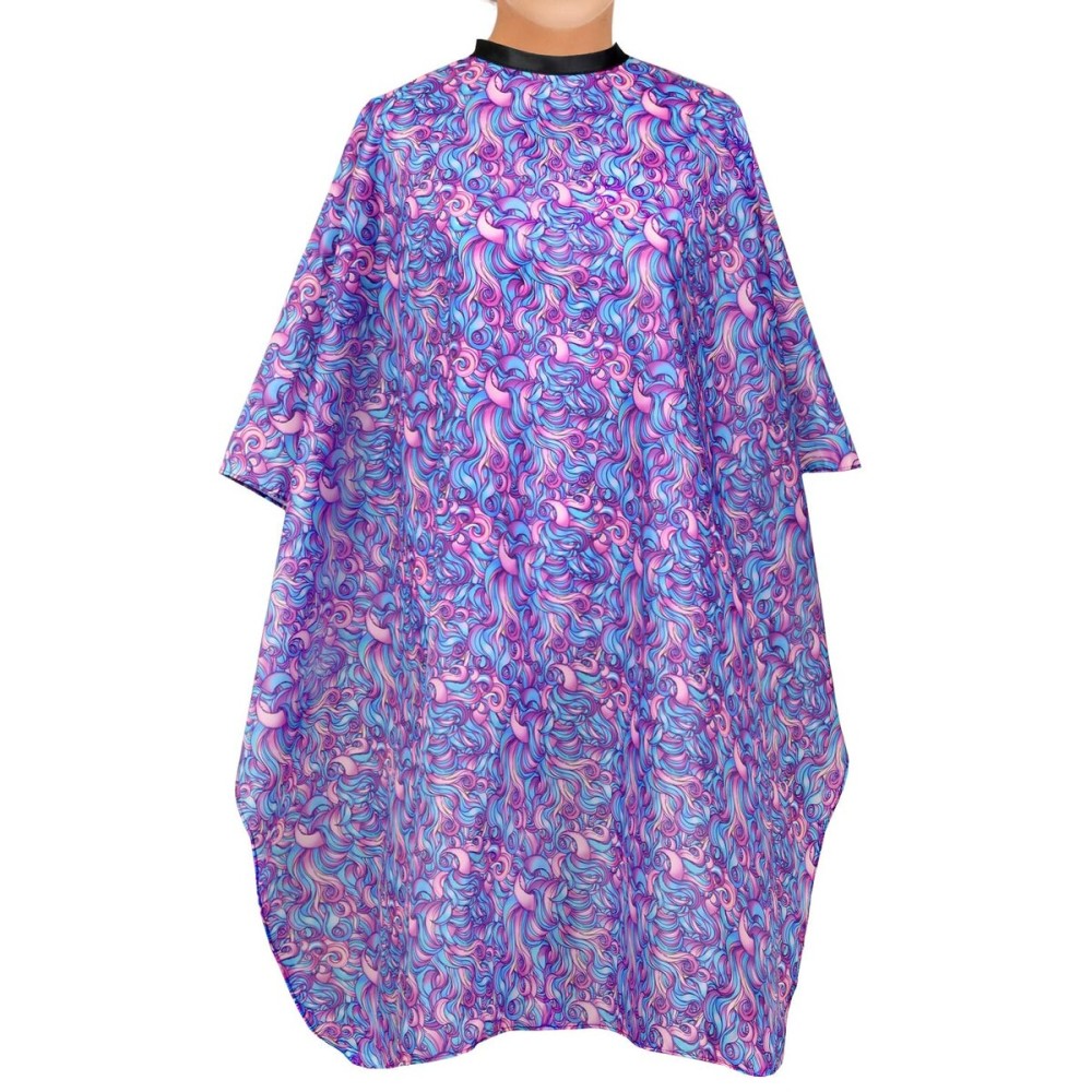 Plum Hill Hair Salon Cape for Stylists - Waterproof Hair Cutting Cape with Snaps, Pink and Purple Swirls