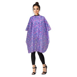 Plum Hill Hair Salon Cape for Stylists - Waterproof Hair Cutting Cape with Snaps, Pink and Purple Swirls
